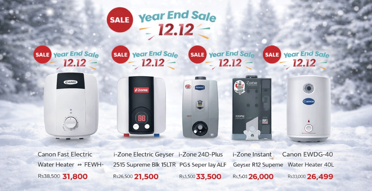 12.12 Year End Sale 2025: Best Electric & Instant Water Heaters in Pakistan