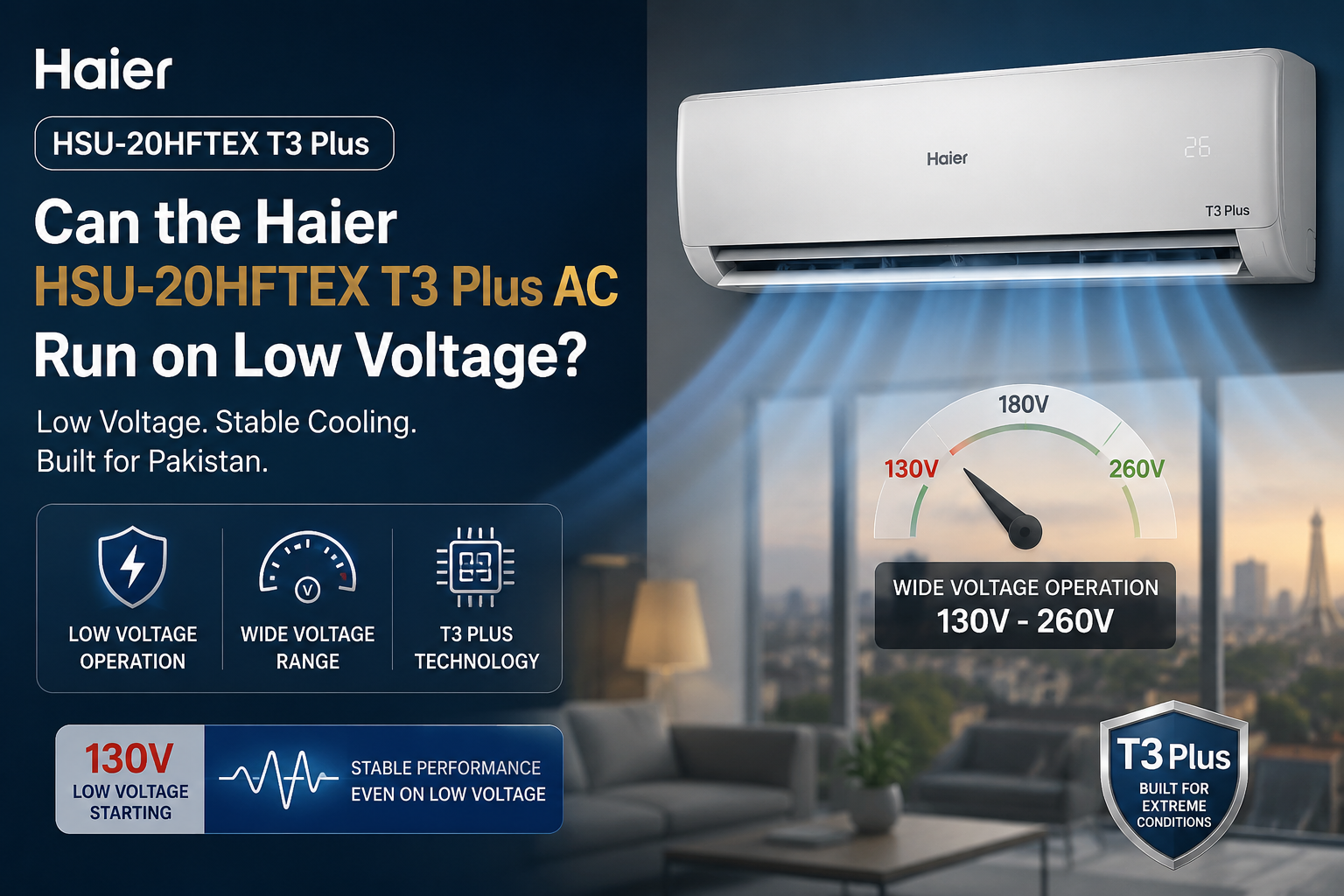 Can the Haier HSU-20HFTEX T3 Plus AC Run on Low Voltage?