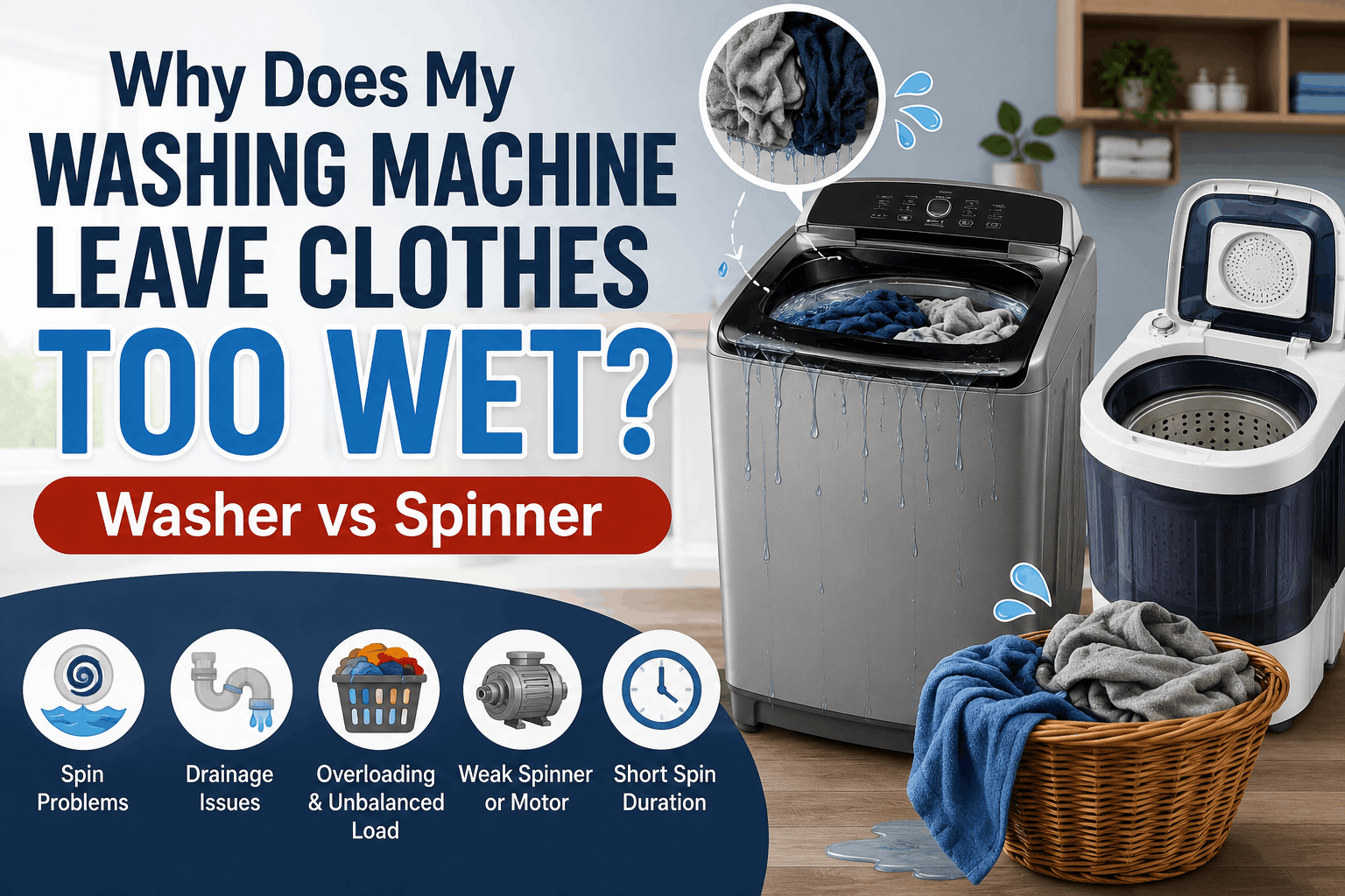 Why Does My Washing Machine Leave Clothes Too Wet? Washer vs Spinner