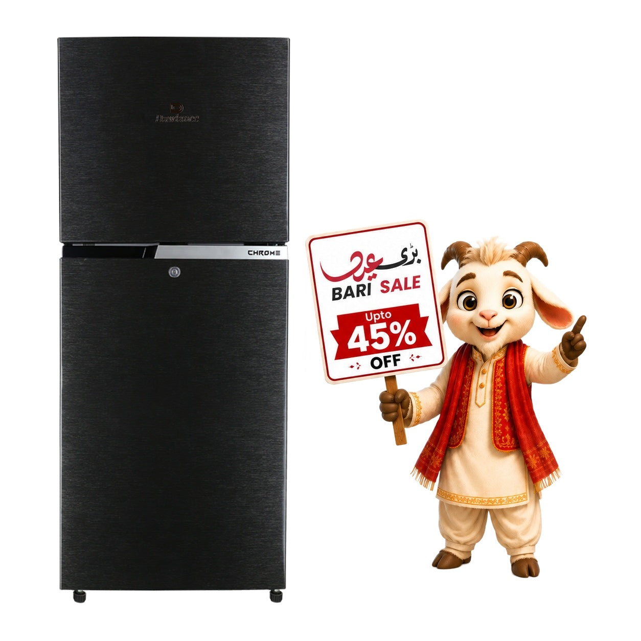 Dawlance 9140WB Chrome Refrigerator Hairline Black