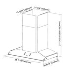 Fotile Perimeter Vent Series Kitchen Hood EMG9030 Dimension
