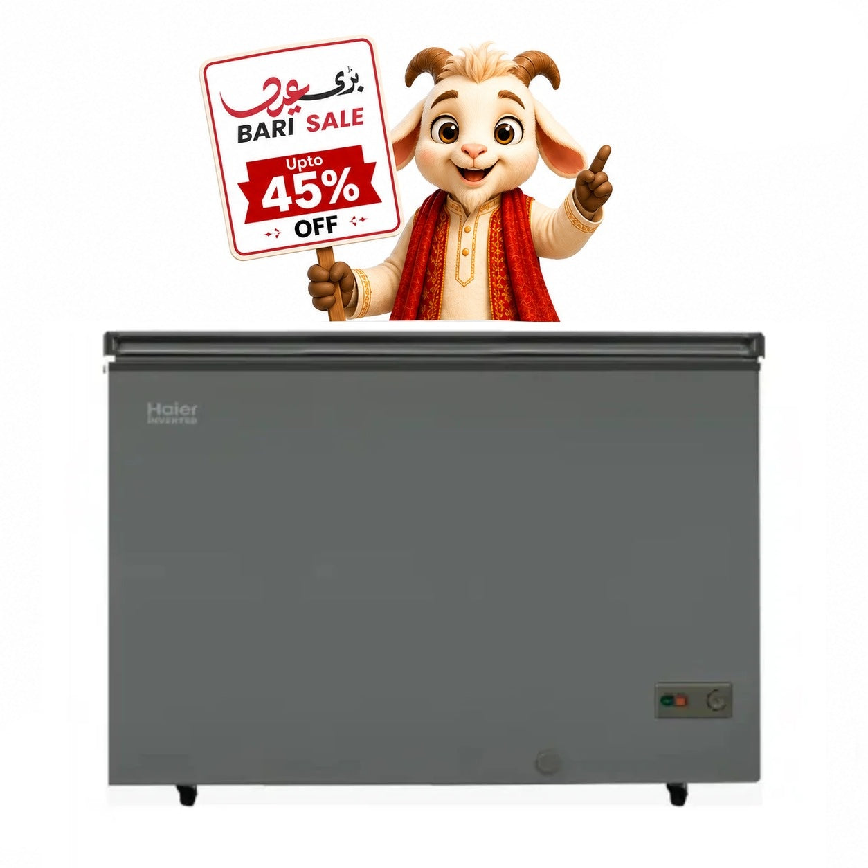 Haier Single Door Deep Freezer HDF-345IG Inverter Grey