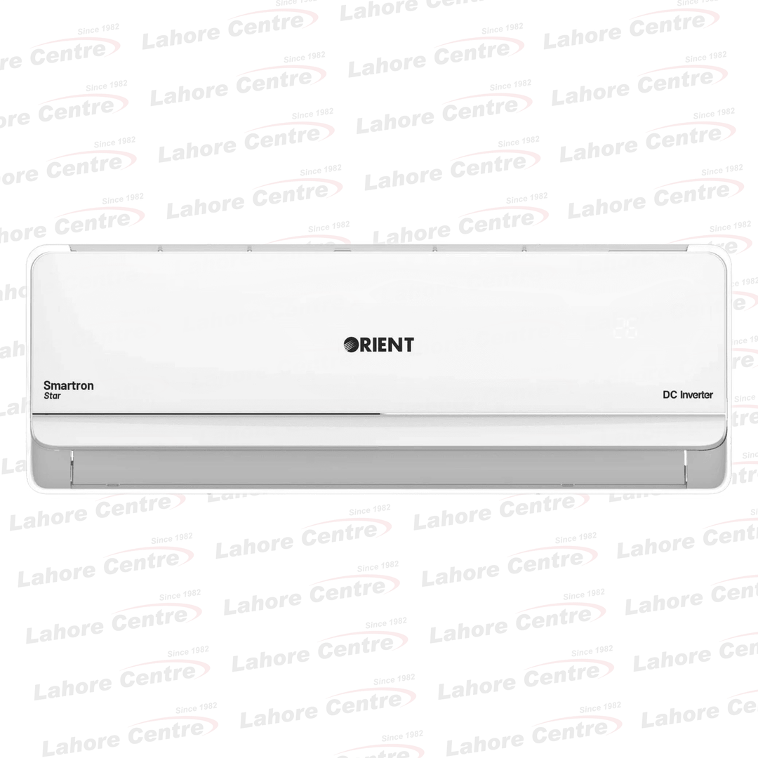Orient AC 18C Star Plus T3 in white with a unique wall-mounted design, featuring Smartron Star technology for energy-efficient cooling and reliable performance.