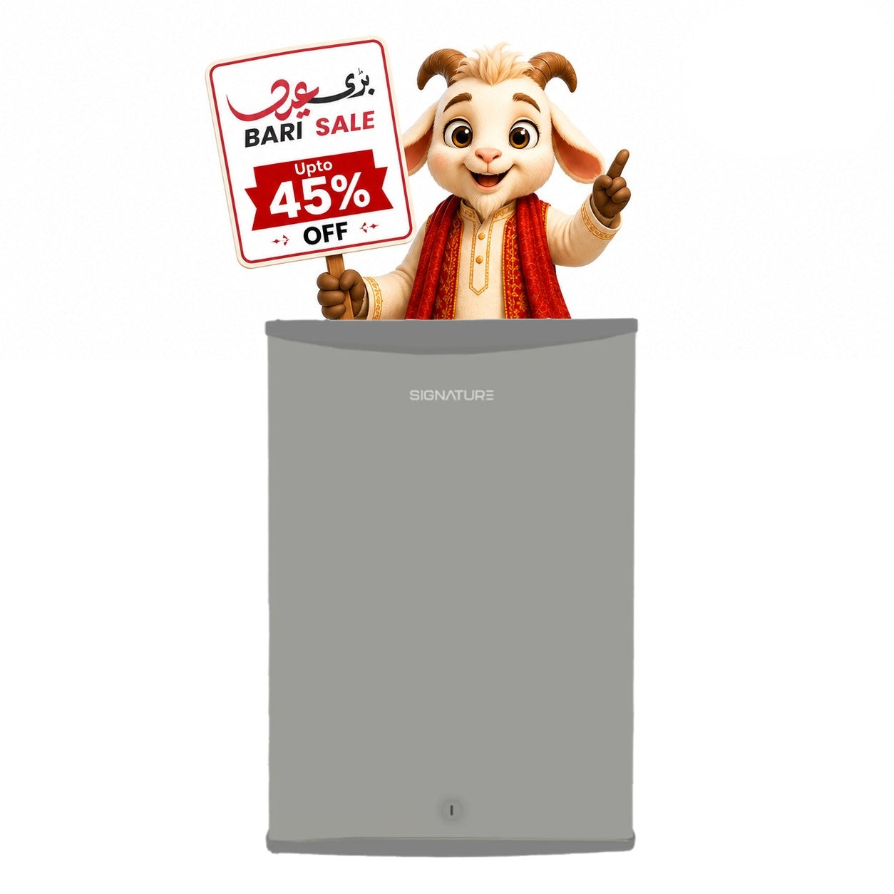 Signature BR50S Single Door Compact Bedroom Refrigerator Silver Bari Eid Bari Sale