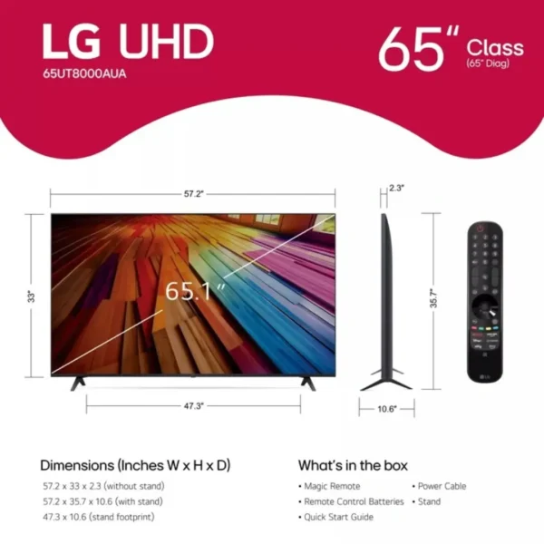 LG 65 Inch Class UT8000 4K LED TV